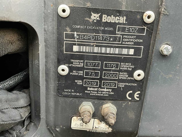 2019 bobcat e10z minigraafmachine - afbeelding 31 van  37