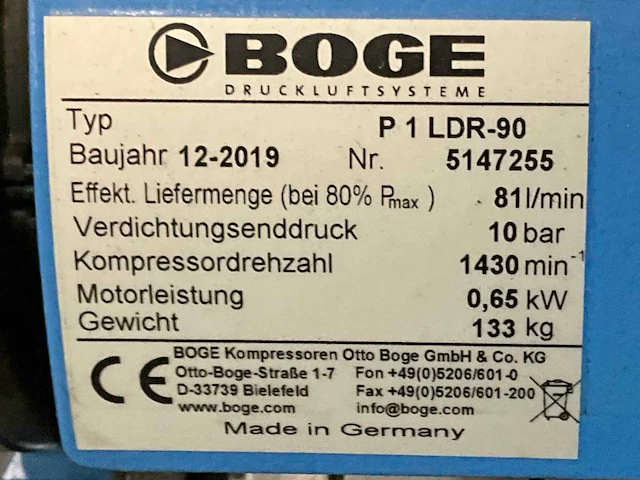 2019 boge p 1 ldr-90 luchtcompressor - afbeelding 2 van  10