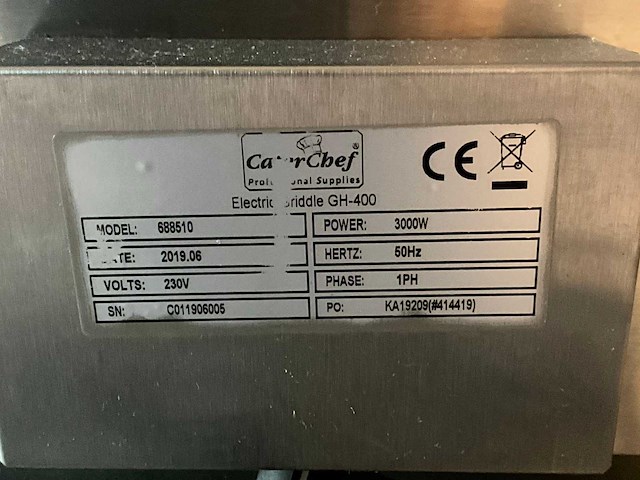 2019 cater chef gh-400 bakplaat - afbeelding 5 van  5