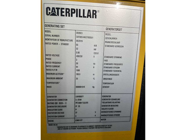 2019 caterpillar de65e3 hybride stroomaggregaat - afbeelding 1 van  19