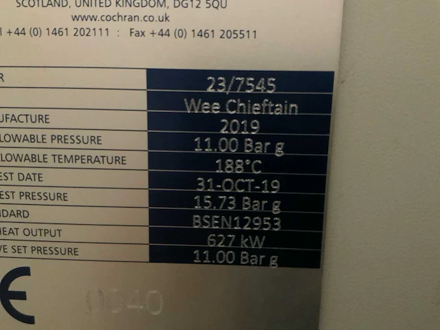2019 cochran wee chieftain stoomketel installatie - afbeelding 15 van  15