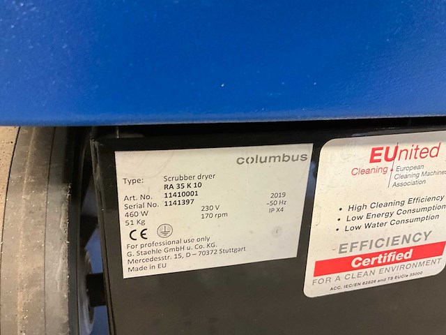 2019 columbus ra35/k10 schrob/zuigmachine - afbeelding 3 van  11