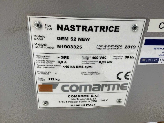 2019 comarme gem52/pp08 dozensluitmachine - afbeelding 5 van  8
