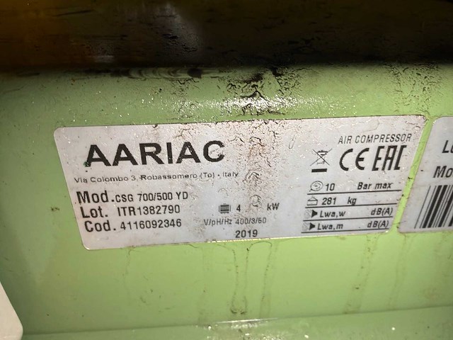 2019 creemers csg 700/500 yd luchtcompressor - afbeelding 16 van  17