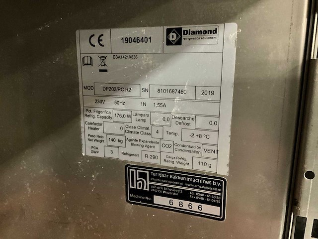 2019 diamond dp202/pc-r2 koelwerkbank - afbeelding 8 van  8