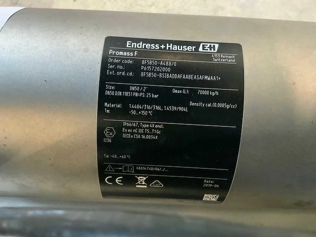 2019 eindresultaat+hauser promess f coriolis flowmeter dn50/2” - afbeelding 3 van  3