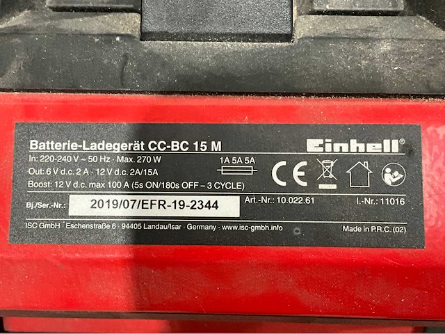 2019 einhell cc-bc 15m acculader - afbeelding 4 van  4