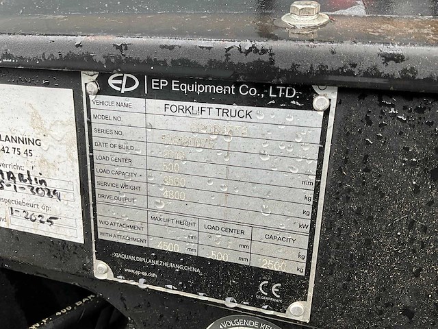 2019 ep equipment cp0d35t8 vorkheftruck - afbeelding 14 van  33