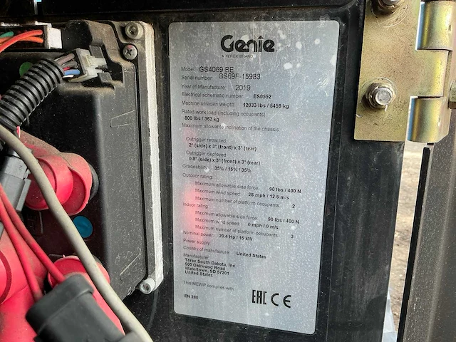 2019 genie gs 4069 be hybride hoogwerker defect - afbeelding 29 van  30