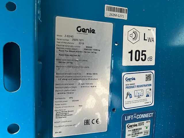 2019 genie z-62/40 hoogwerker - afbeelding 3 van  19