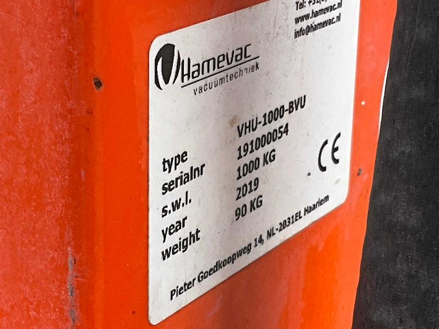 2019 hamevac vhu-1000-bvu vacuümheffer - afbeelding 3 van  11