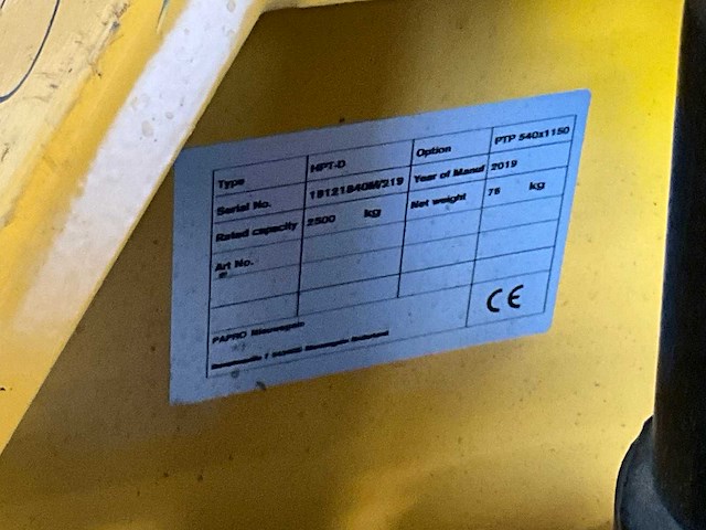 2019 hand hydraulische palletwagen - afbeelding 7 van  7