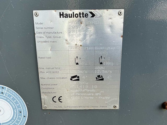 2019 haulotte ha20 le pro knikarmhoogwerker - afbeelding 13 van  21