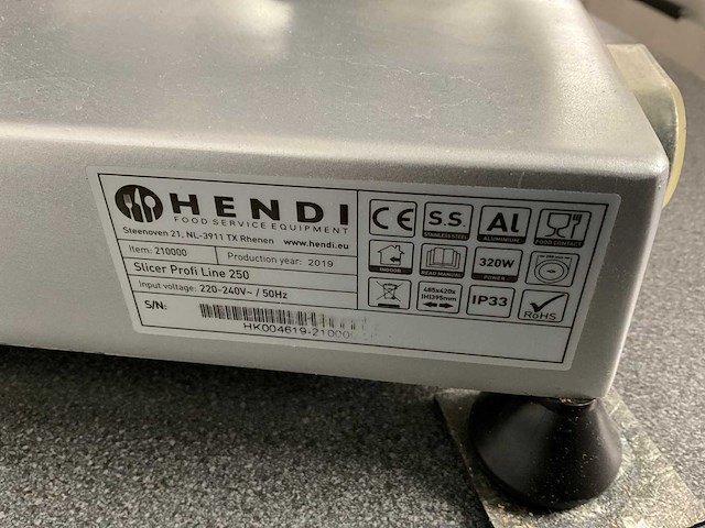 2019 hendi slicer profi line 250 vleessnijmachine - afbeelding 4 van  4