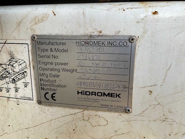 2019 hidromek hmk 220 lc-4 rupsgraafmachine - afbeelding 17 van  23