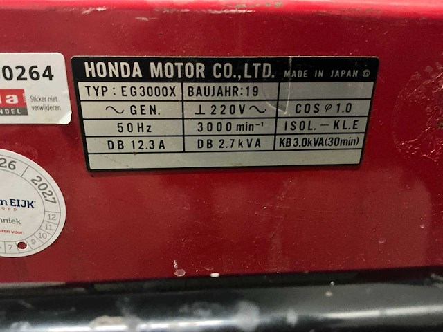2019 honda eg3000x 3 kva benzine agreggaat - afbeelding 8 van  10