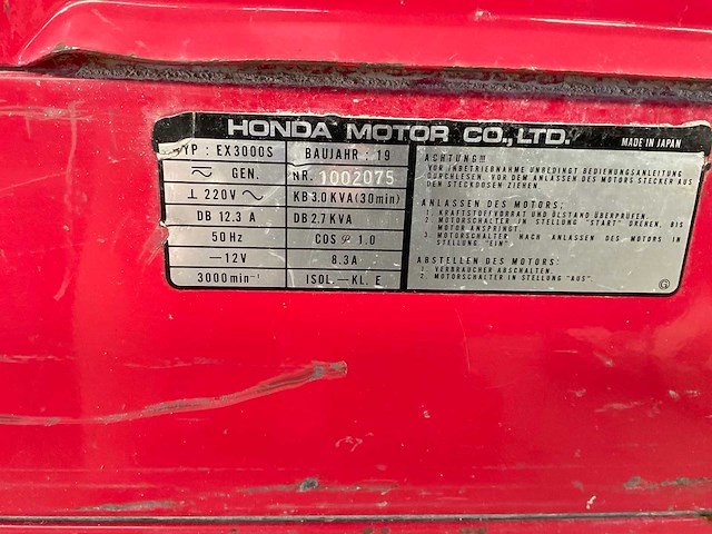 2019 honda ex3000s stroomgenerator - afbeelding 6 van  6