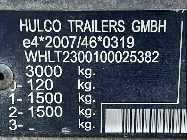2019 hulco terrax-2 3001-lk machine transporter aanhangwagen - afbeelding 4 van  17