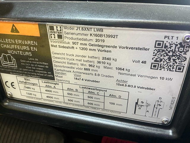 2019 hyster j1.6xnt vorkheftruck - afbeelding 5 van  13