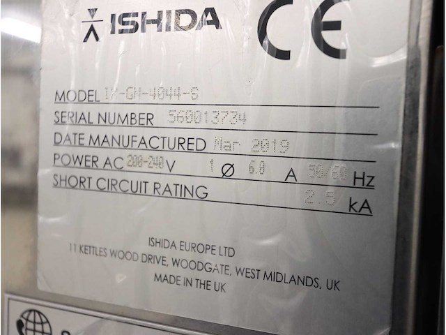 2019 ishida ix-gn-4044 x-ray voedsel inspectie machine - afbeelding 8 van  8