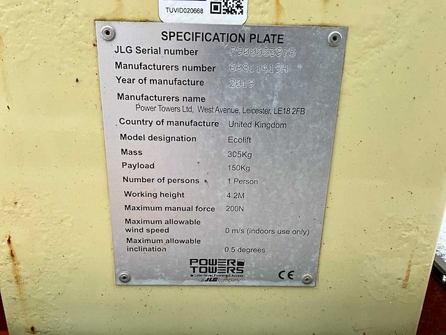 2019 jlg power towers ecolift personenlift - afbeelding 7 van  7