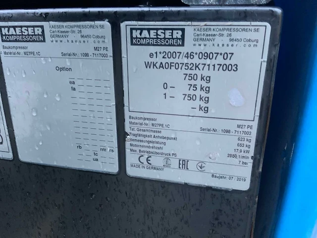 2019 kaeser m27pe compressoraanhangwagen - afbeelding 5 van  13