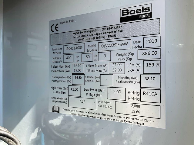 2019 keyter 40 kw kvv2039ies4w warmtepomp / airconditioning - afbeelding 9 van  9