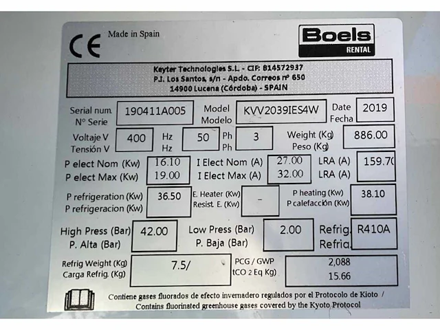 2019 keyter intarcon 40 kw kvv2039ies4w warmtepomp / airconditioning - afbeelding 7 van  8