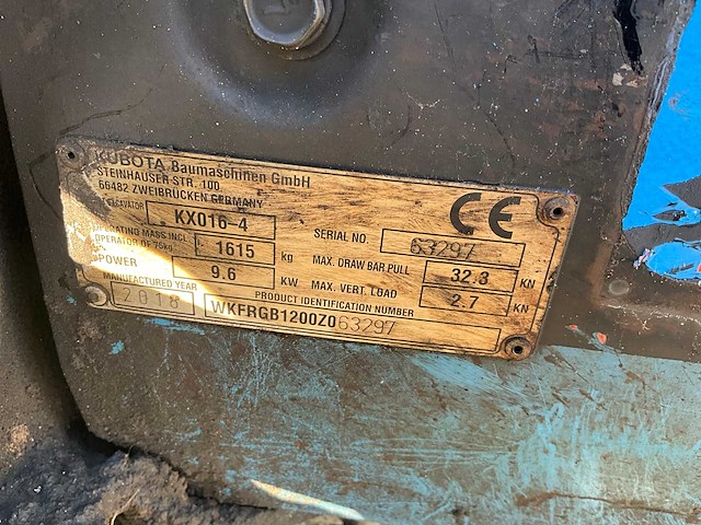2019 kubota kx016-4 minigraafmachine - afbeelding 19 van  30