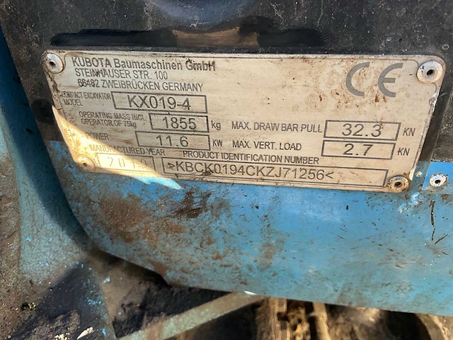 2019 kubota kx09-4 minigraafmachine - afbeelding 26 van  32