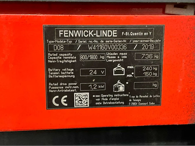 2019 linde d08 1800kg stapelaar - afbeelding 9 van  9