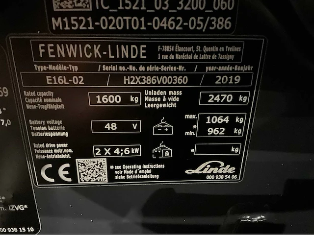 2019 linde e16l-02 lepelversteller vorkheftruck - afbeelding 7 van  15