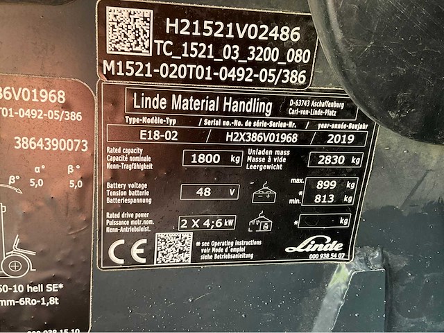 2019 linde e18-02 1800kg lepelversteller vorkheftruck - afbeelding 15 van  22