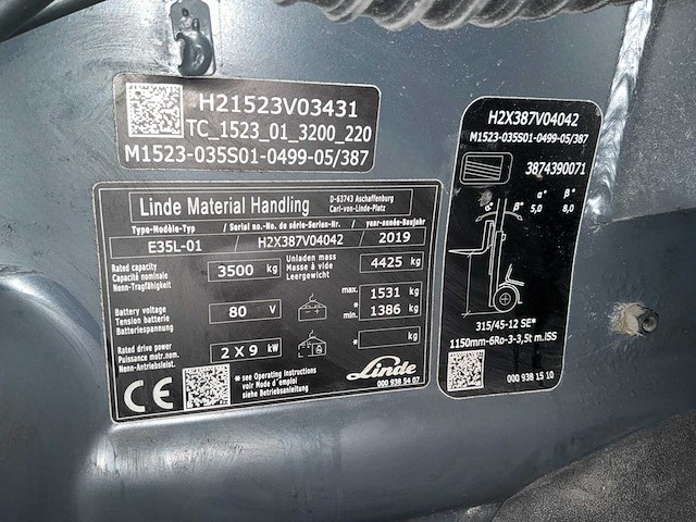2019 linde e35l-01 vorkheftruck - afbeelding 36 van  39