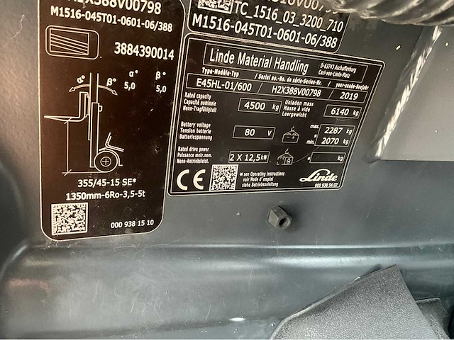 2019 linde e45hl-01/600 4500kg lepelversteller vorkheftruck - afbeelding 14 van  21