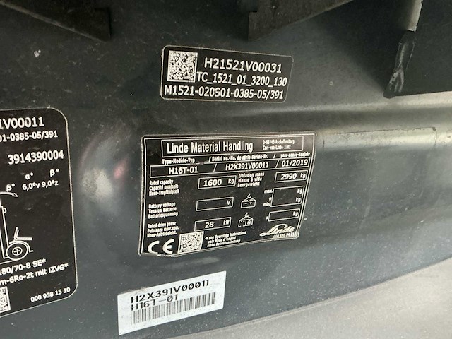 2019 linde h16t-01 vorkheftruck - afbeelding 18 van  20