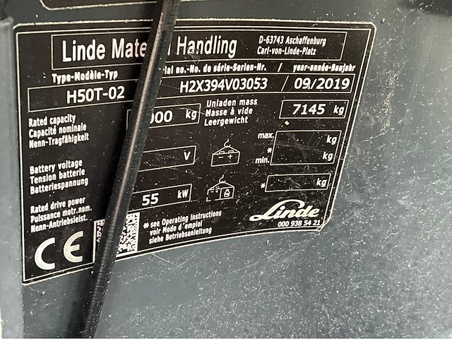 2019 linde h50t-02 5000kg vorkheftruck - afbeelding 11 van  19