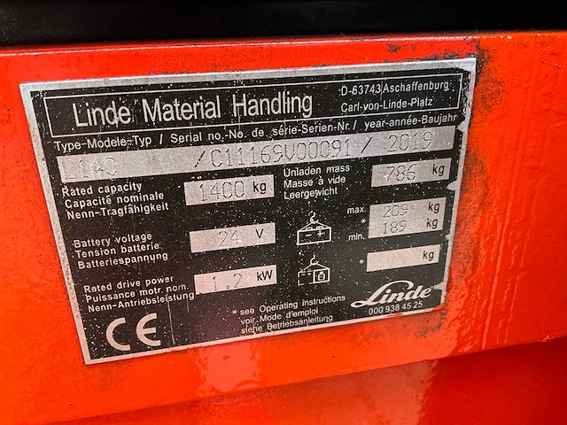 2019 linde l14c stapelaar - afbeelding 2 van  10