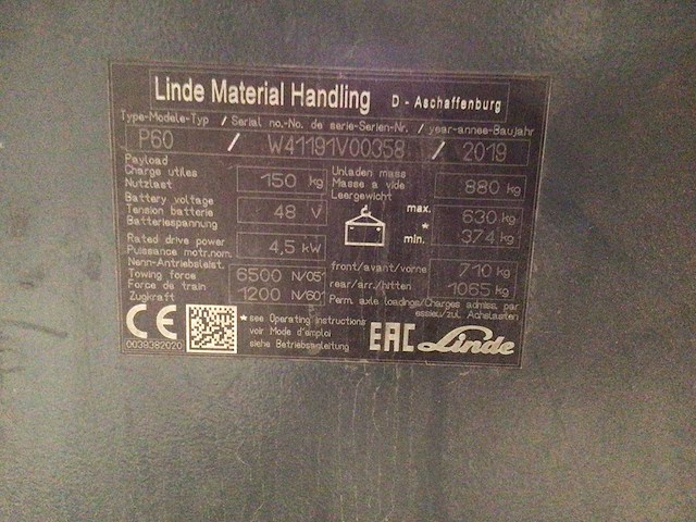 2019 linde p60 industriële trekker - afbeelding 4 van  14