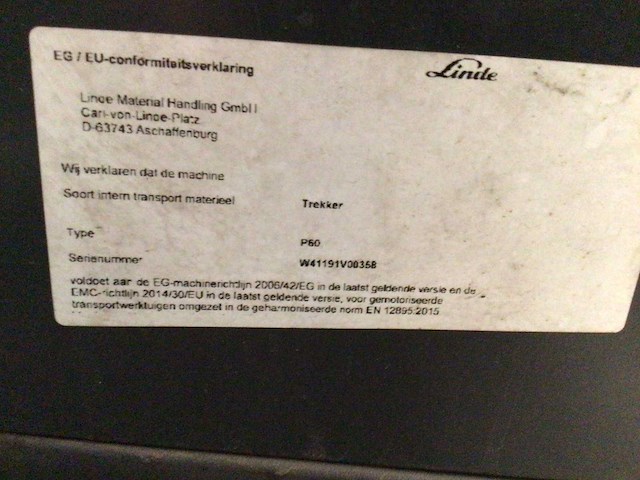 2019 linde p60 industriële trekker - afbeelding 6 van  14