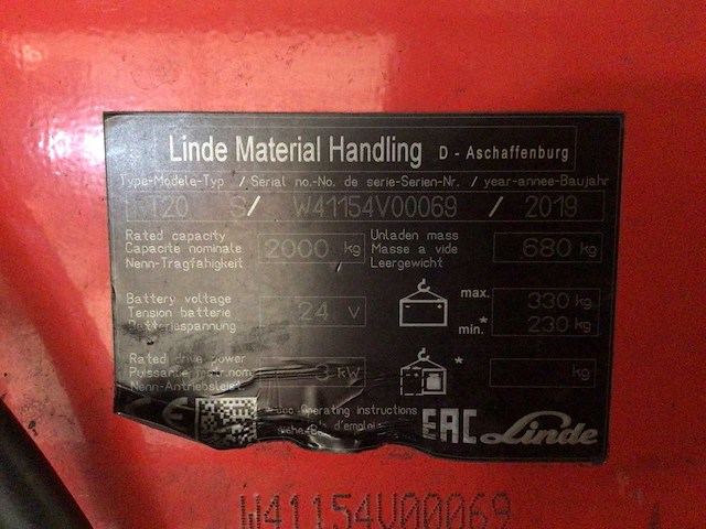 2019 linde t20 elektrische palletwagen - afbeelding 2 van  12