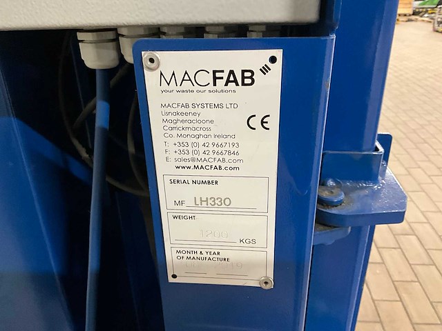 2019 macfab lh330 verticale afvalpers - afbeelding 2 van  12