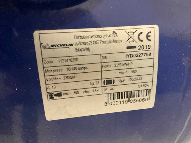 2019 michelin vcd 100/3 luchtcompressor - afbeelding 5 van  5