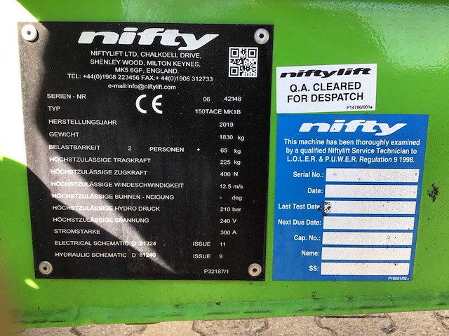 2019 nifty 150tace mk1b hoogwerker - afbeelding 6 van  15