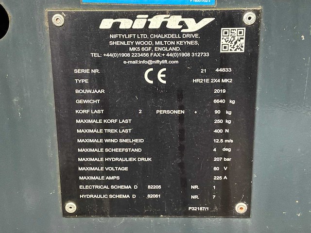 2019 nifty hr21 e 2x4 mk2 zelfrijdende kniktelescoophoogwerker - afbeelding 14 van  24