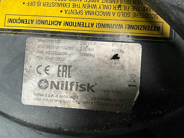 2019 nilfisk vhs120 industriële stofzuiger - afbeelding 6 van  6