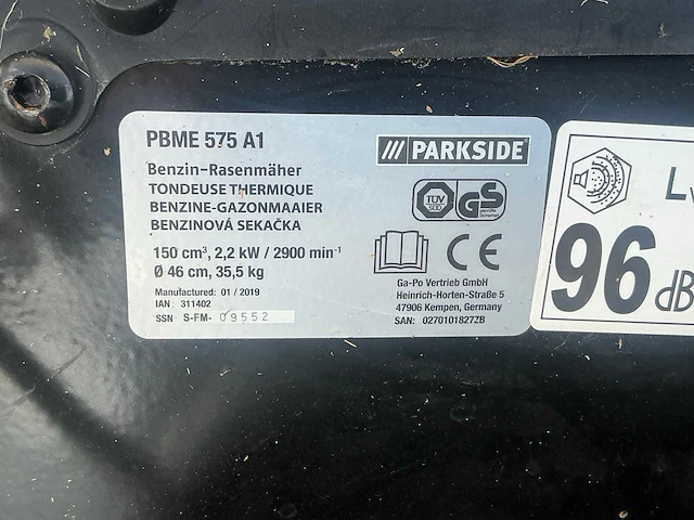 2019 parkside pbme 575 a1 grasmaaier - afbeelding 3 van  11
