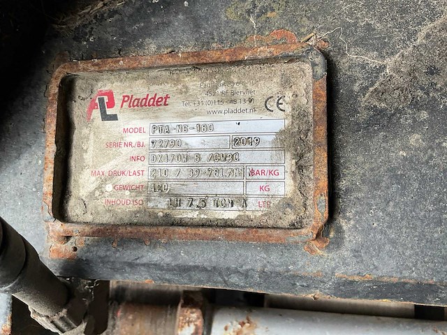 2019 pladdet pta-ng-180 kantelstuk tbv doosan graafmachine - afbeelding 6 van  13