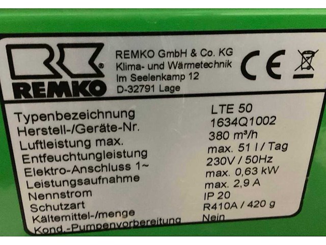 2019 remko lte50 condensatiedroger / bouwdroger - afbeelding 4 van  12