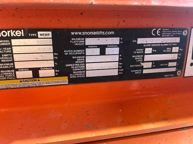 2019 snorkel s3220e hoogwerker - afbeelding 8 van  16